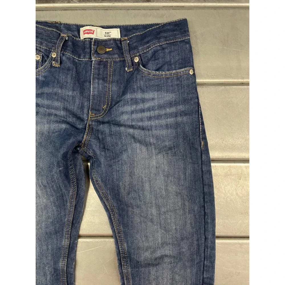 Levis 511 Jeans Womens Size‎ 14REG 27X28 Blue Dark Wash Denim Slim Straight Leg